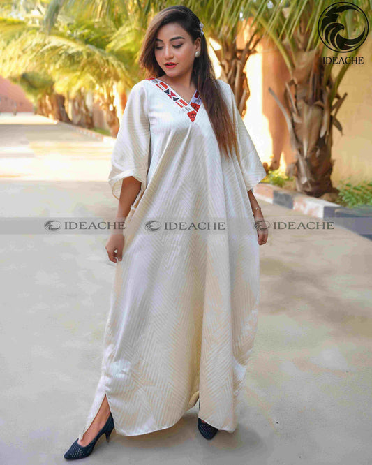 Moon White Long Kaftan